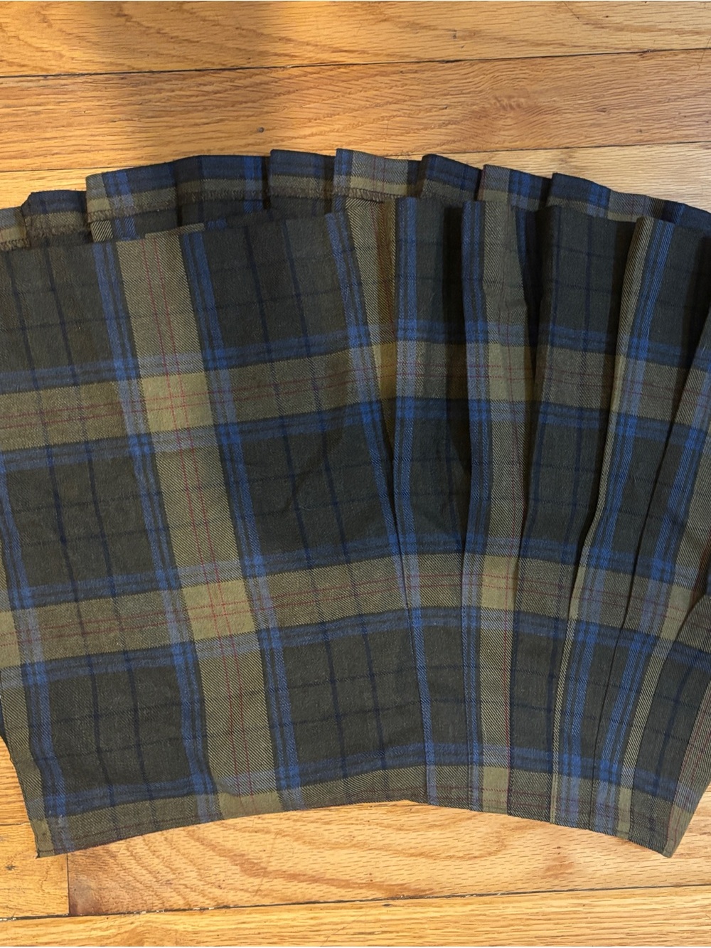 American Eagle Outfitters Olive, Blue and Black Plaid Pocket Square